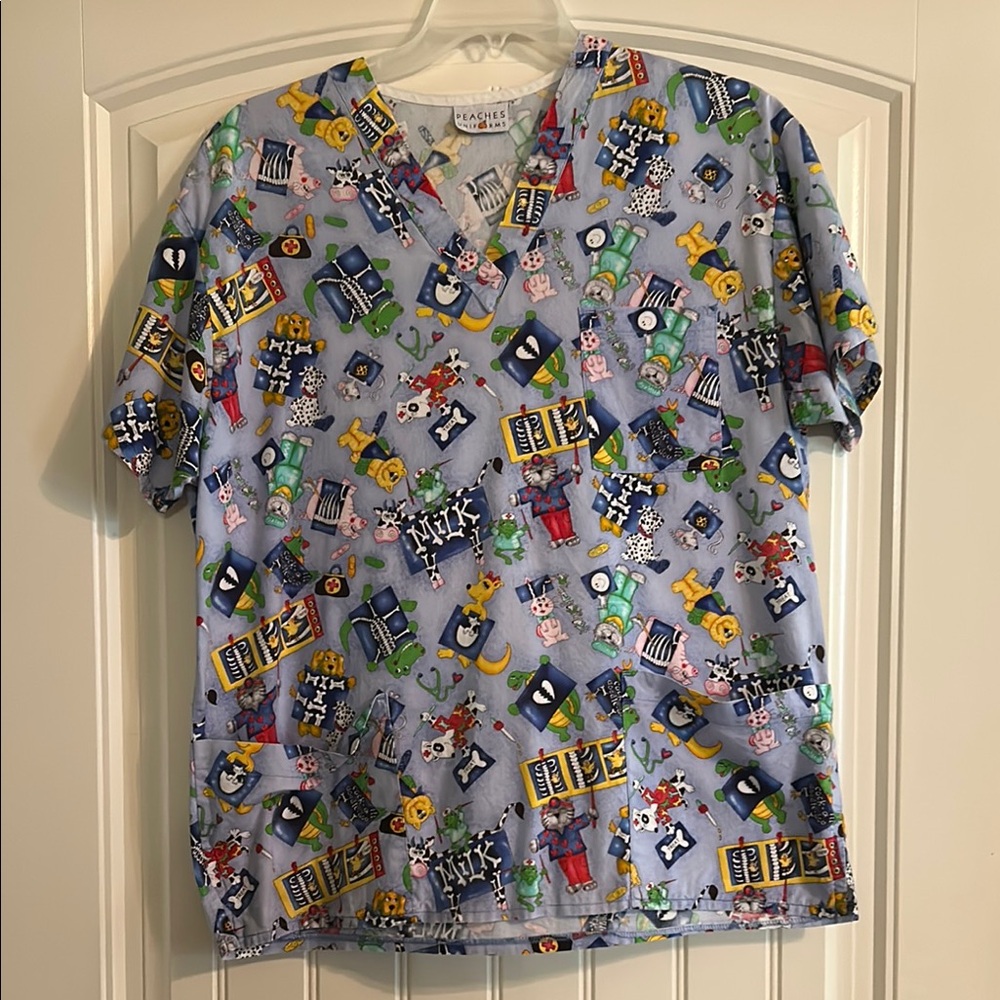 UNIF Blue Short Sleeve Tee with Playful Cartoon Print